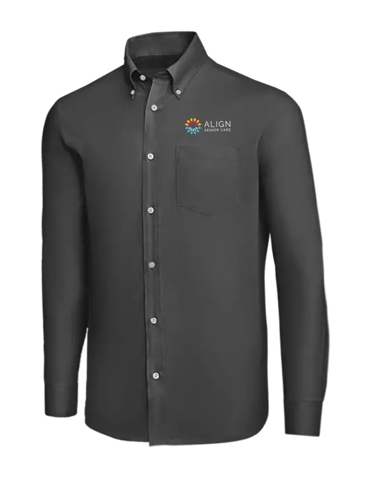 Brooks Brothers Dark Grey Wrinkle-Free Stretch Nailhead Shirt w/Align Senior Care Logo