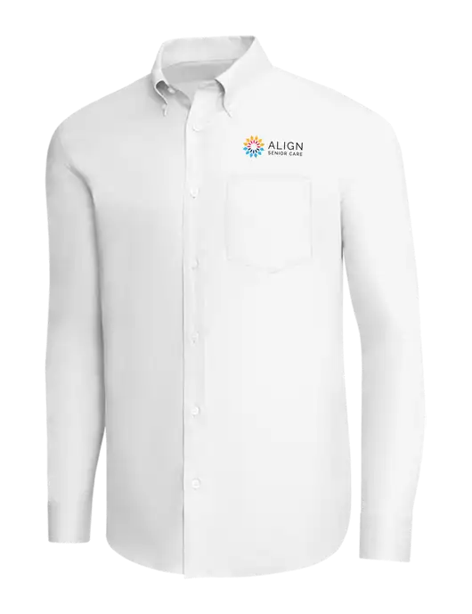 Brooks Brothers White Wrinkle-Free Stretch Pinpoint Shirt w/Align Senior Care Logo