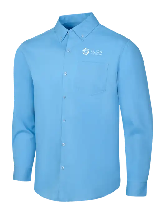 Carolina Blue Long Sleeve Carefree Poplin Shirt w/Align Senior Care Logo