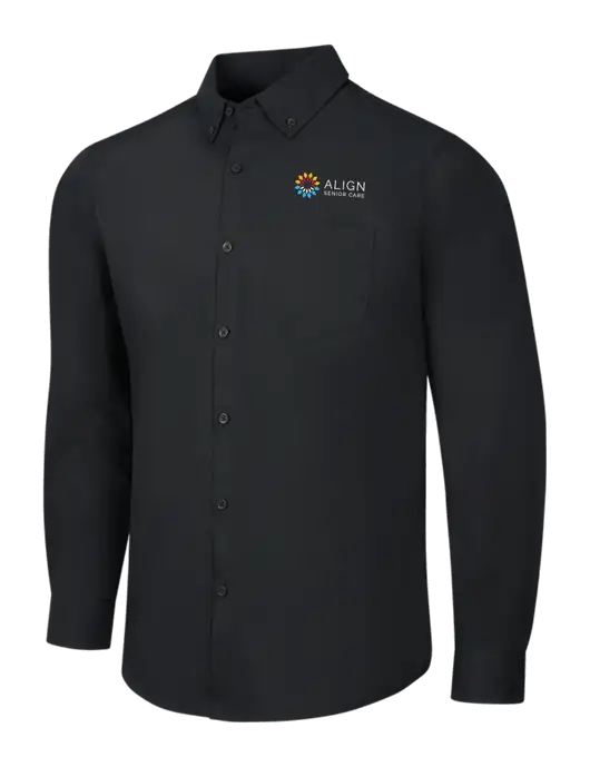 Black Long Sleeve Carefree Poplin Shirt w/Align Senior Care Logo