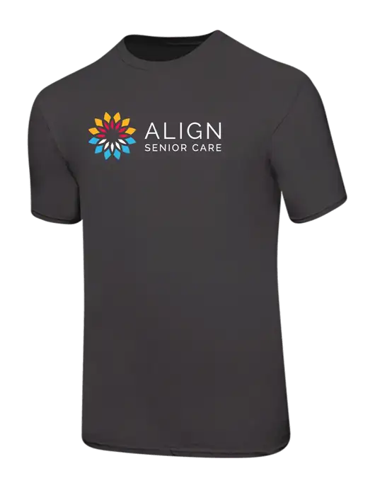 Ring Spun Charcoal 4.5 oz T-Shirt w/Align Senior Care Logo