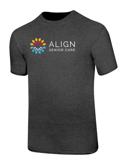 Ring Spun Dark Heather Grey 4.5 oz T-Shirt w/Align Senior Care Logo