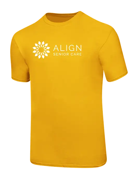 Ring Spun Yellow Gold 4.5 oz T-Shirt
 w/Align Senior Care Logo