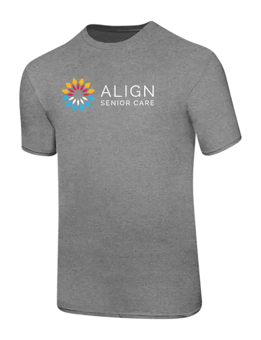 Ring Spun Light Heather Grey 4.5 oz T-Shirt w/Align Senior Care Logo