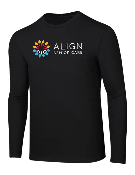 Ring Spun Jet Black 4.5 oz Long Sleeve T-Shirt w/Align Senior Care Logo
