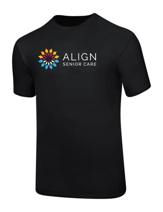 Ring Spun Jet Black 4.5 oz T-Shirt w/Align Senior Care Logo
