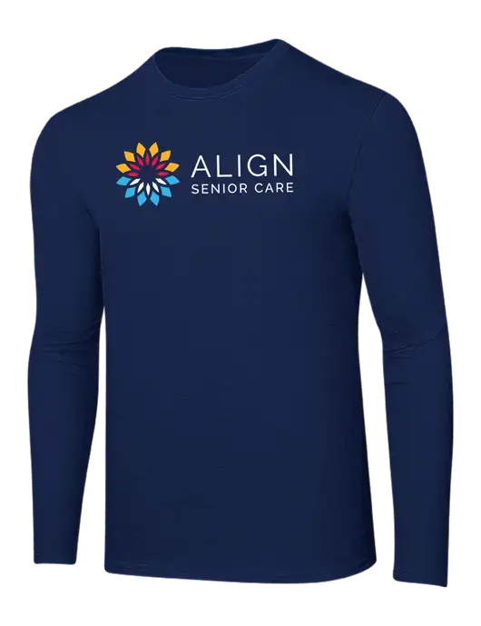 Ring Spun Navy 4.5 oz Long Sleeve T-Shirt w/Align Senior Care Logo