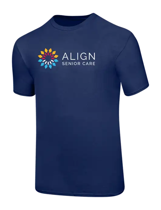 Ring Spun Navy 4.5 oz T-Shirt w/Align Senior Care Logo