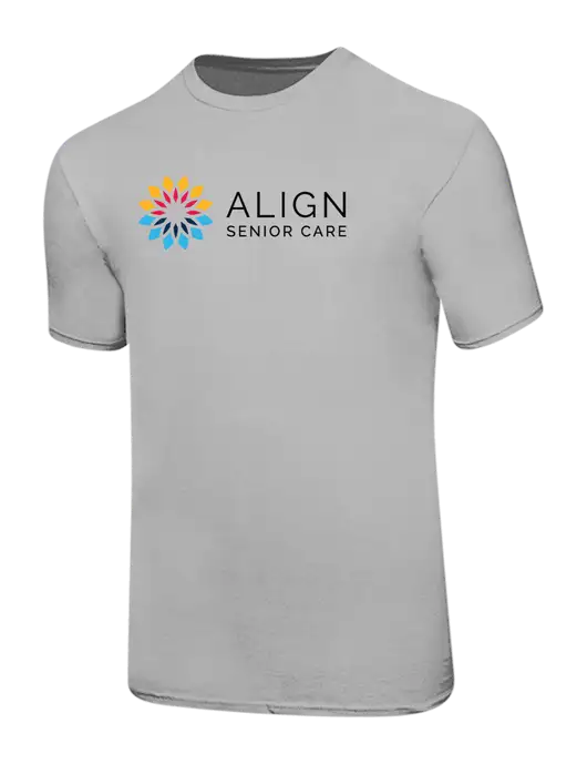 Ring Spun Silver 4.5 oz T-Shirt w/Align Senior Care Logo