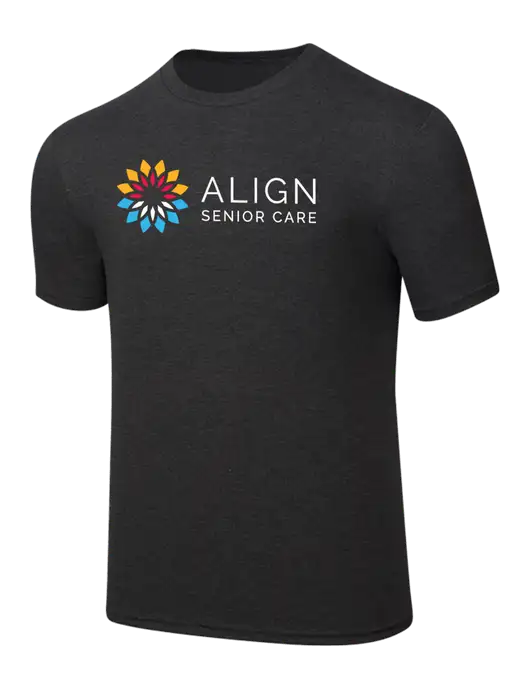 Simply Soft Black Frost 4.5oz  Poly/Combed Ring Spun Cotton T-Shirt w/Align Senior Care Logo