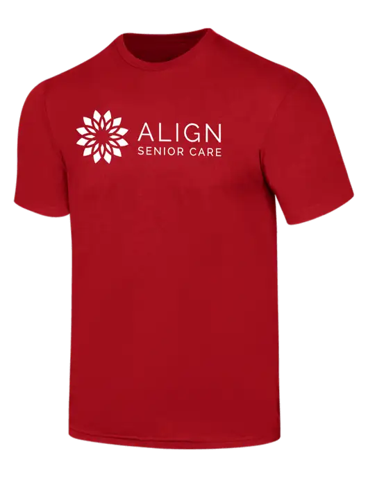 Simply Soft Red 4.5oz  Poly/Combed Ring Spun Cotton T-Shirt w/Align Senior Care Logo