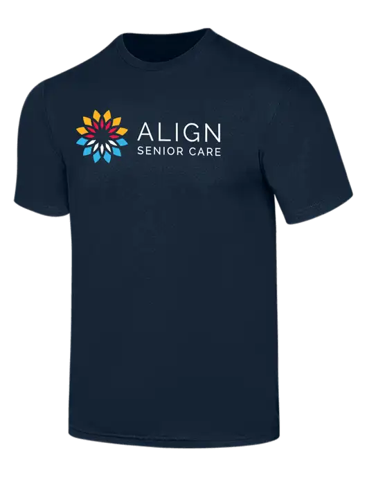 Simply Soft Navy 4.5oz  Poly/Combed Ring Spun Cotton T-Shirt w/Align Senior Care Logo