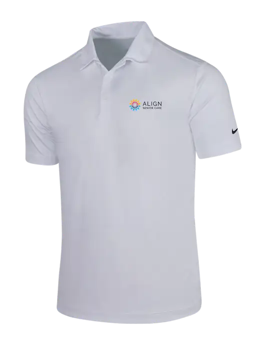 NIKE White Dri-Fit Vertical Mesh Polo w/Align Senior Care Logo