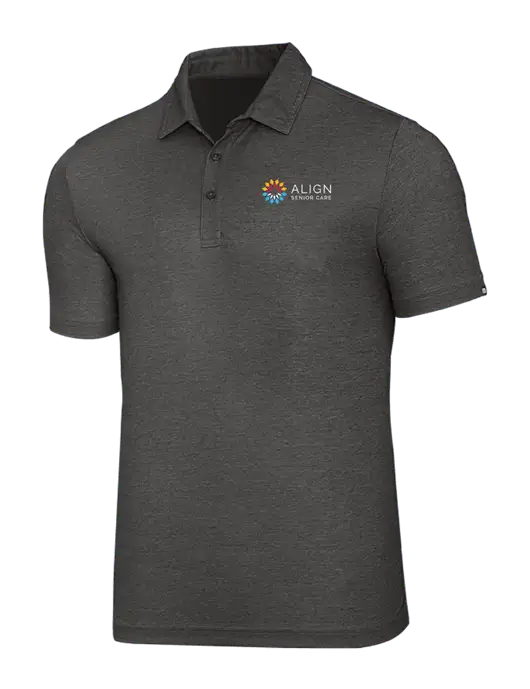 TravisMathew Black Heather Oceanside Polo w/Align Senior Care Logo