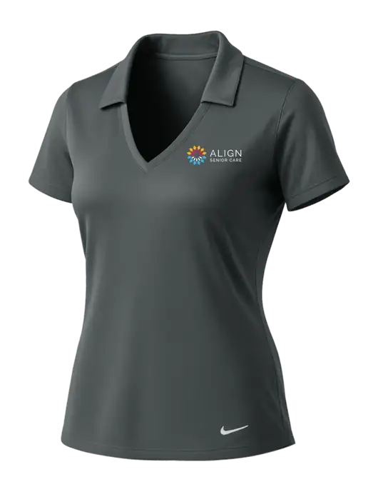 NIKE Dark Grey Womens Dri-Fit Vertical Mesh Polo w/Align Senior Care Logo