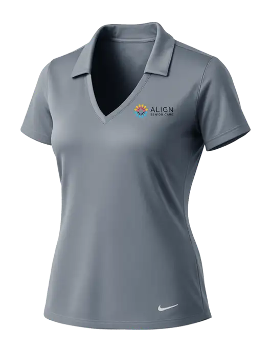 NIKE Medium Grey Womens Dri-Fit Vertical Mesh Polo w/Align Senior Care Logo