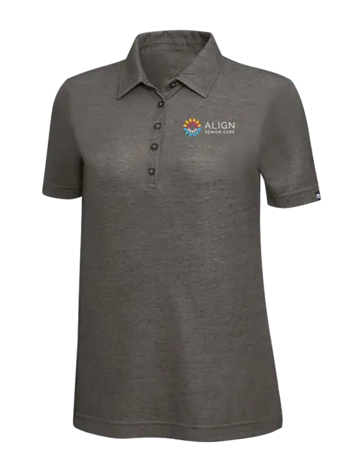 TravisMathew Black Heather Womens Oceanside Polo w/Align Senior Care Logo