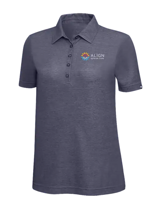 TravisMathew Navy Heather Womens Oceanside Polo w/Align Senior Care Logo