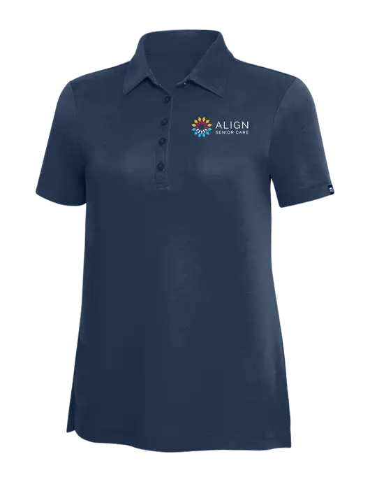 TravisMathew Navy Solid Womens Oceanside Polo w/Align Senior Care Logo