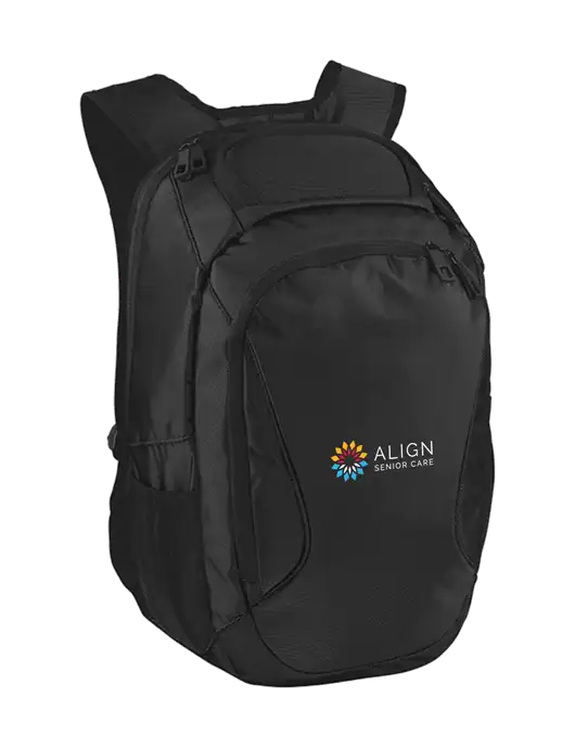 Stealth Black Laptop Backpack w/Align Senior Care Logo
