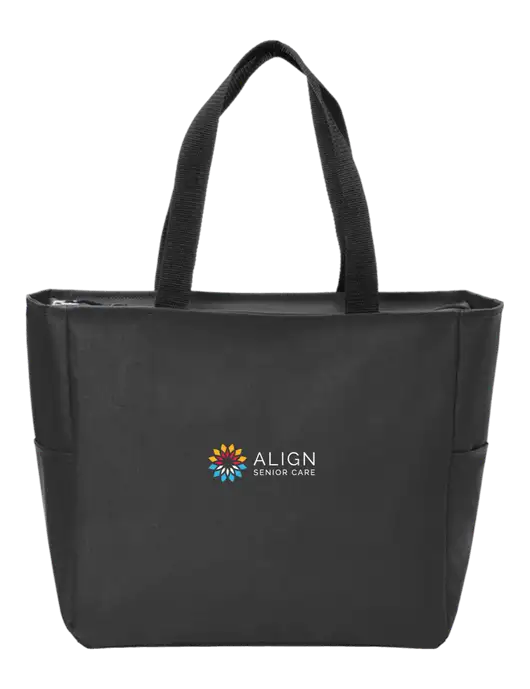 Everyday Black Zip Tote  w/Align Senior Care Logo