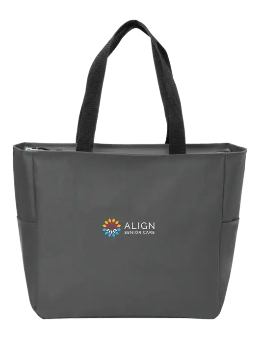 Everyday Charcoal Zip Tote Dark w/Align Senior Care Logo