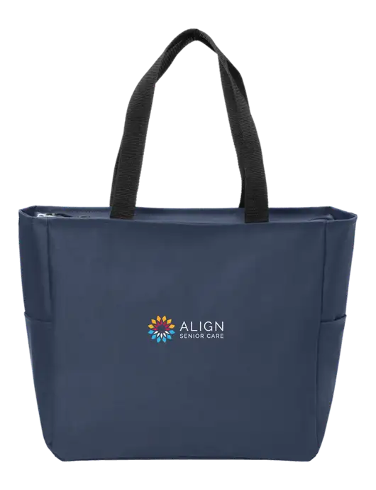 Everyday Navy Zip Tote  w/Align Senior Care Logo