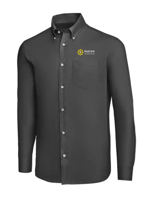 Brooks Brothers Dark Grey Wrinkle-Free Stretch Nailhead Shirt w/KeyCare Advantage Logo