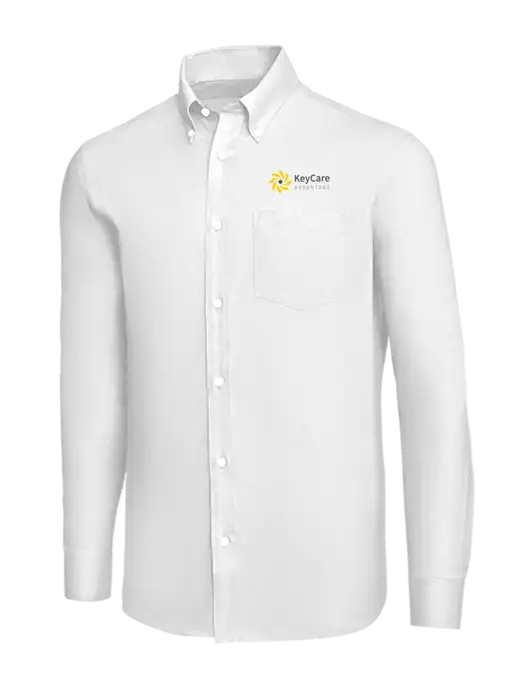 Brooks Brothers White Wrinkle-Free Stretch Nailhead Shirt w/KeyCare Advantage Logo