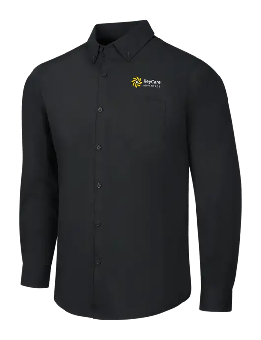 Black Long Sleeve Carefree Poplin Shirt w/KeyCare Advantage Logo