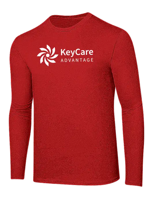 Ring Spun Dark Red 4.5 oz Long Sleeve T-Shirt w/KeyCare Advantage Logo