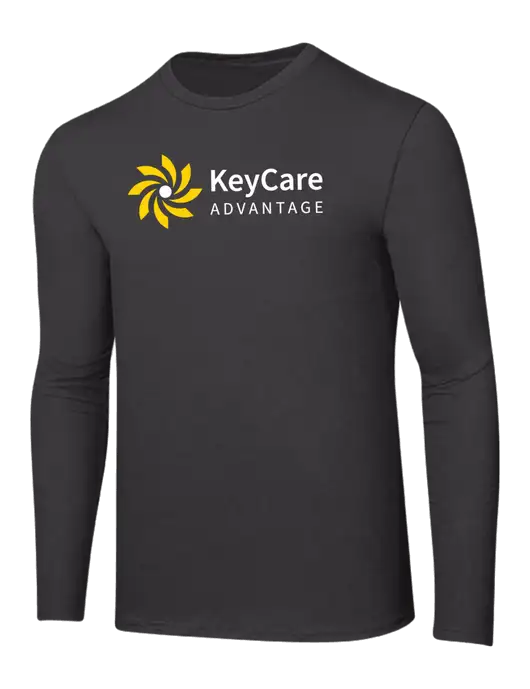 Ring Spun Charcoal 4.5 oz Long Sleeve T-Shirt w/KeyCare Advantage Logo