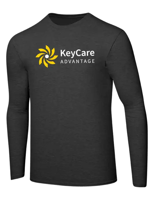 Ring Spun Dark Heather Grey 4.5 oz Long Sleeve T-Shirt w/KeyCare Advantage Logo