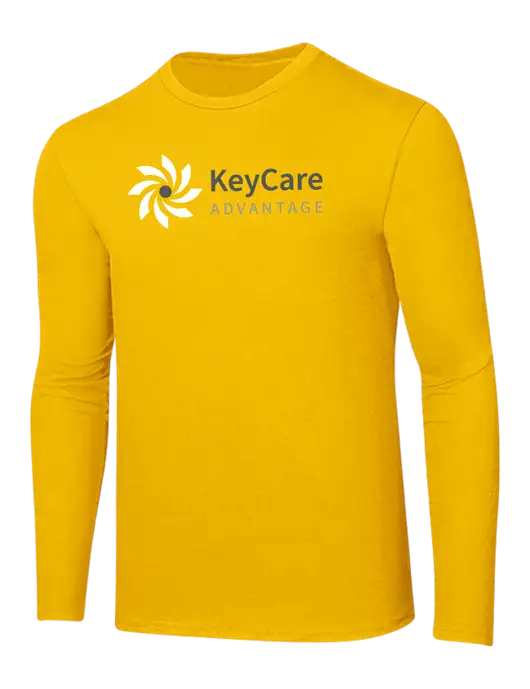 Ring Spun Yellow Gold 4.5 oz Long Sleeve T-Shirt
 w/KeyCare Advantage Logo