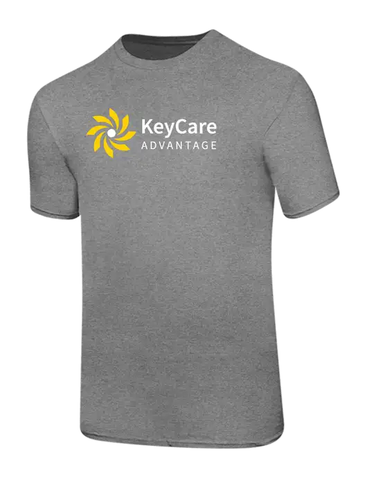 Ring Spun Light Heather Grey 4.5 oz T-Shirt w/KeyCare Advantage Logo