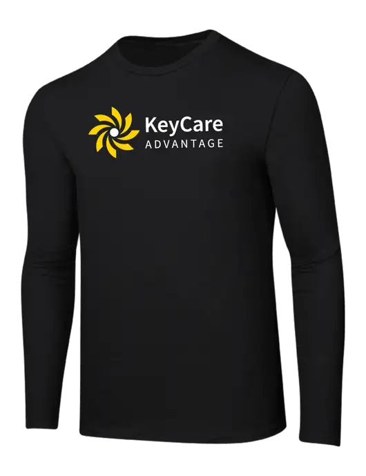 Ring Spun Jet Black 4.5 oz Long Sleeve T-Shirt w/KeyCare Advantage Logo