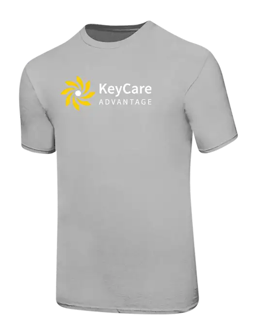 Ring Spun Silver 4.5 oz T-Shirt w/KeyCare Advantage Logo