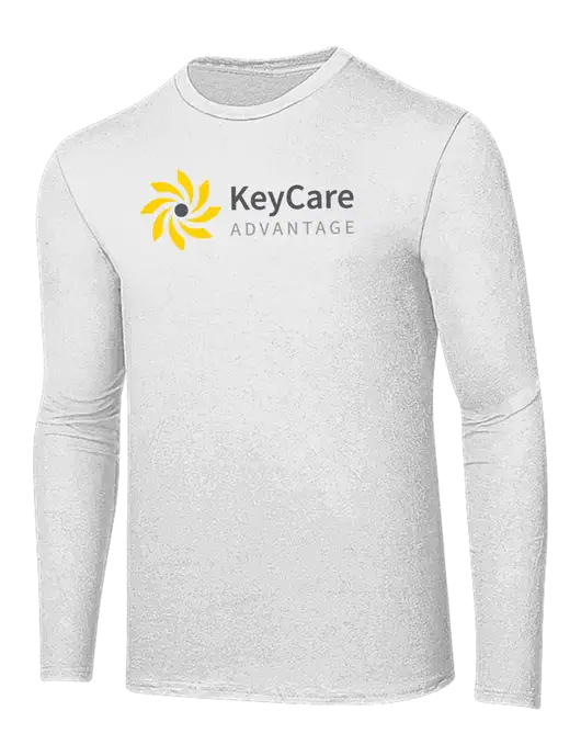 Ring Spun White 4.5 oz Long Sleeve T-Shirt w/KeyCare Advantage Logo