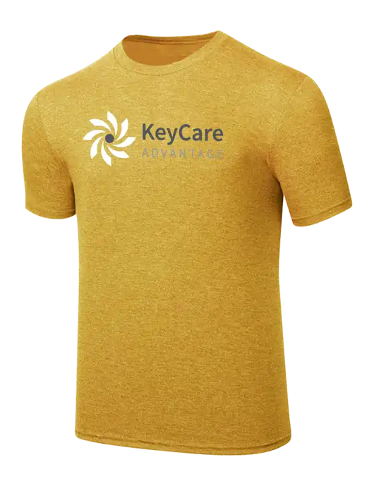 Simply Soft Yellow Gold Heathered 4.5oz Poly/Combed Ring Spun Cotton T-Shirt
 w/KeyCare Advantage Logo