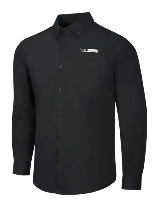 Black Long Sleeve Carefree Poplin Shirt w/NHC Advantage Logo