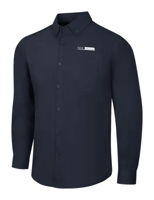 Navy Long Sleeve Carefree Poplin Shirt w/NHC Advantage Logo