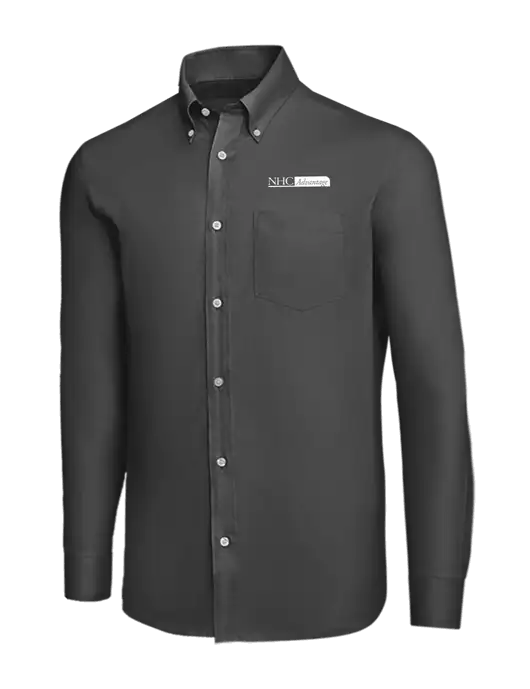 Brooks Brothers Dark Grey Wrinkle-Free Stretch Nailhead Shirt w/NHC Advantage Logo
