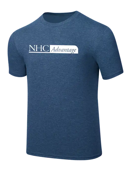 Simply Soft Heathered Navy 4.5oz  Poly/Combed Ring Spun Cotton T-Shirt w/NHC Advantage Logo