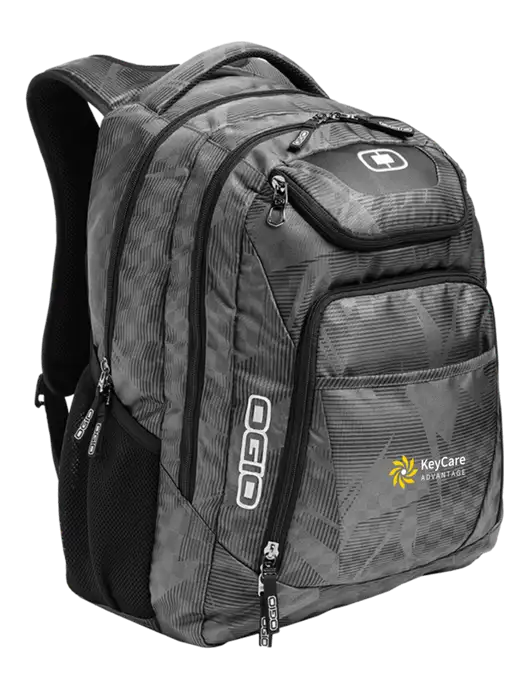 OGIO Race Day Silver Excelsior Laptop Backpack w/KeyCare Advantage Logo