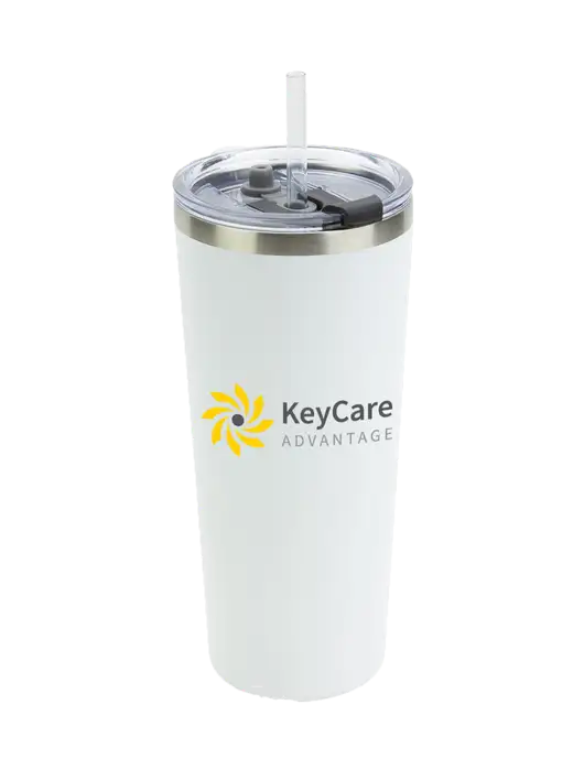 Brighton White 20 oz Insulated Tumbler & Straw w/KeyCare Advantage Logo