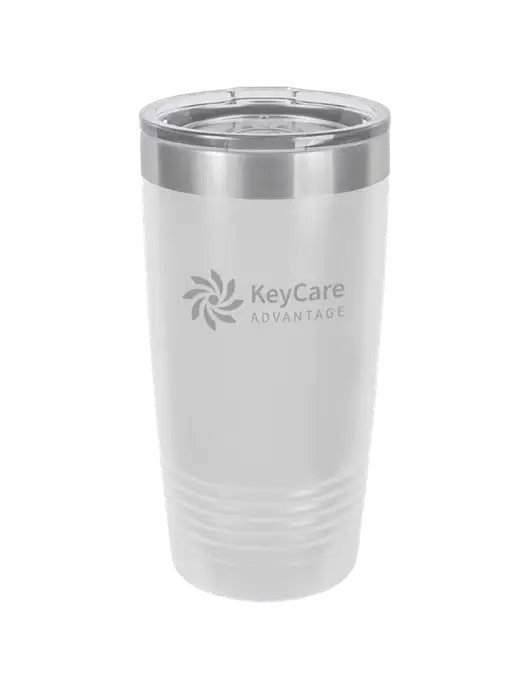 Polar Camel 20 oz Powder Coated White Vacuum Insulated Tumbler  w/KeyCare Advantage Logo