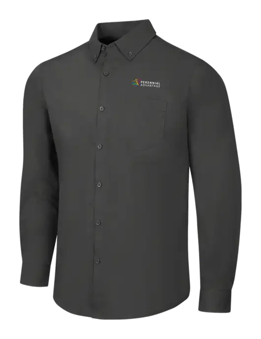 Dark Grey Long Sleeve Carefree Poplin Shirt w/Perennial Advantage Logo