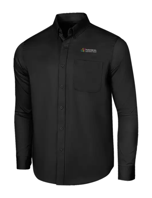 Long Sleeve Deep Black Superpro React Twill Shirt w/Perennial Advantage Logo