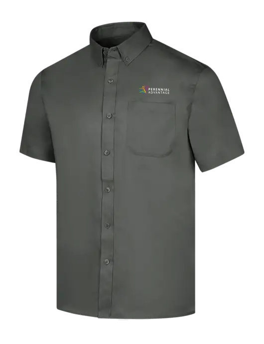 Short Sleeve Dark Grey Superpro React Twill Shirt w/Perennial Advantage Logo