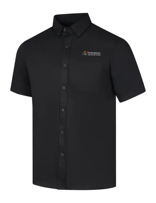 Short Sleeve Deep Black Superpro React Twill Shirt w/Perennial Advantage Logo